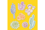 Vector hand drawn desert cacti