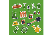 Vector flat gardening icons stickers