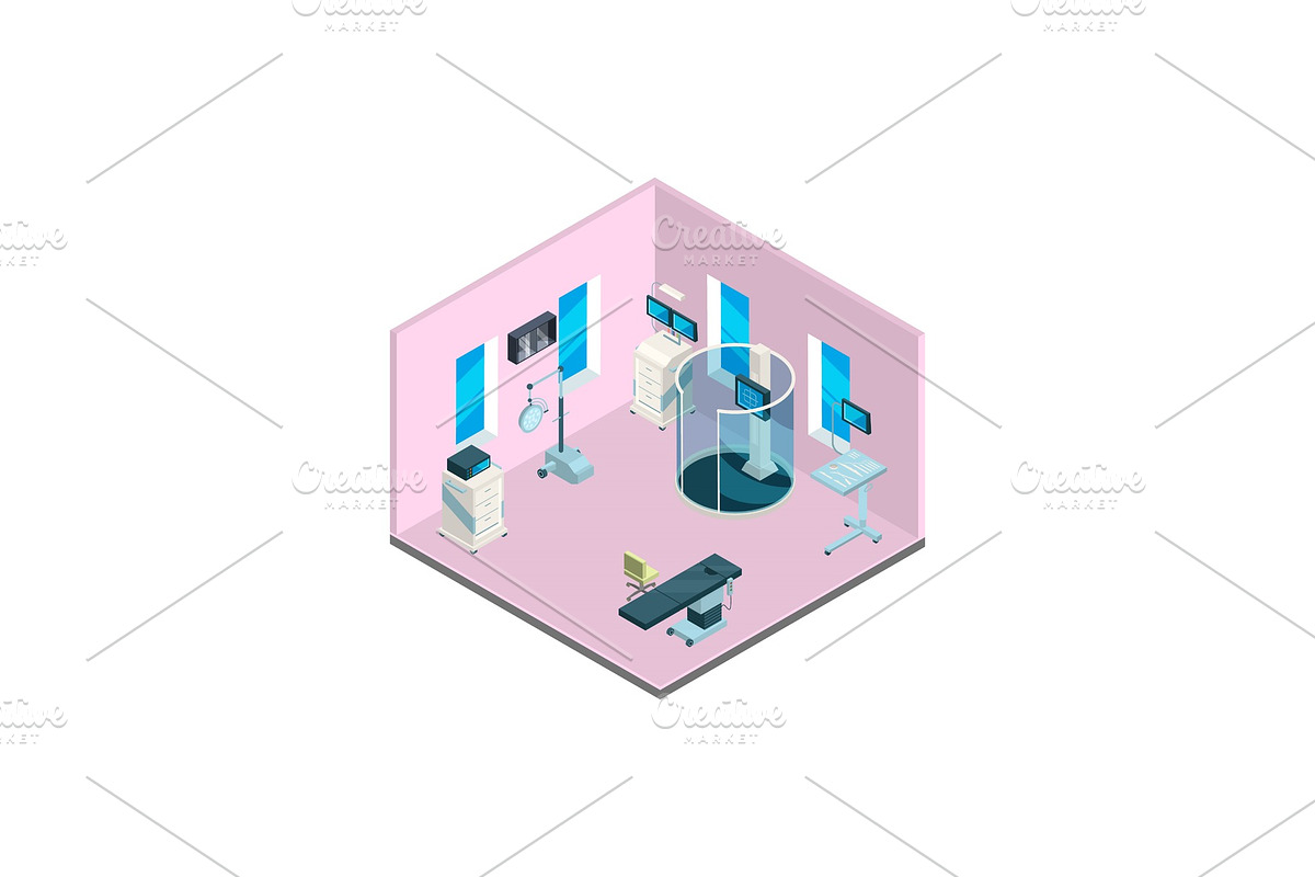 Vector isometric hospital interior in Graphics - product preview 8