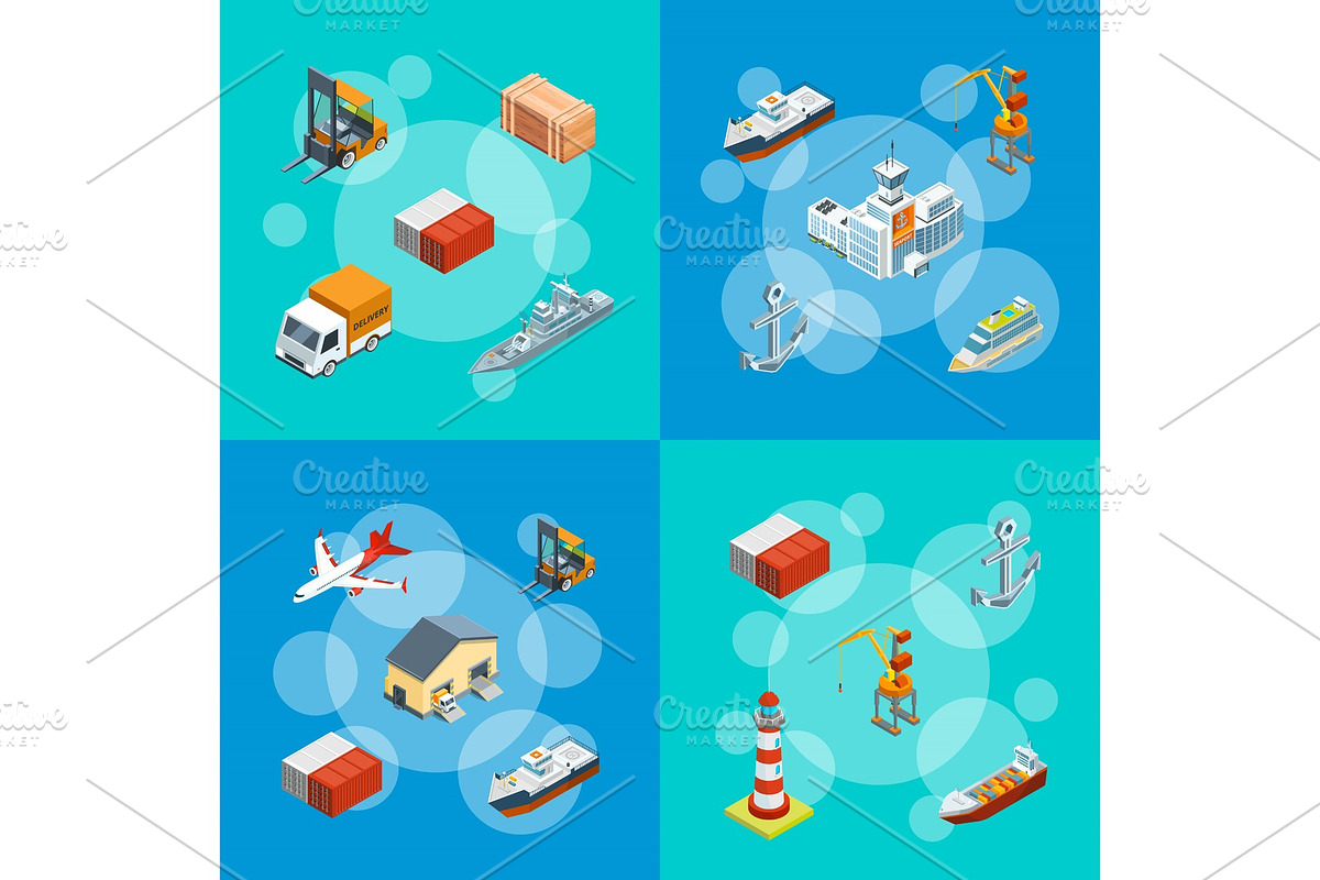 Vector isometric marine logistics in Graphics - product preview 8