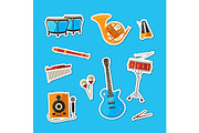 Vector cartoon musical instruments