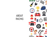 Vector flat car racing icons