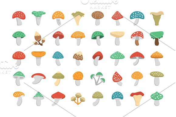 60 Mushroom Flat Icons in Icons - product preview 1