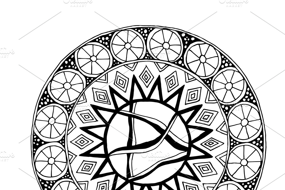Decorative hand drawn mandala with d in Illustrations - product preview 8