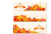 Three abstract autumn banners vector