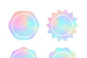 Vintage holographic labels on white