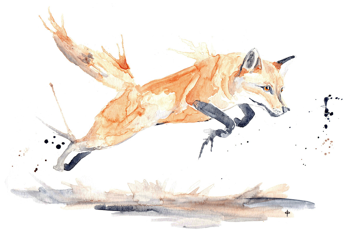Fox Watercolor Painting jpg in Illustrations - product preview 8