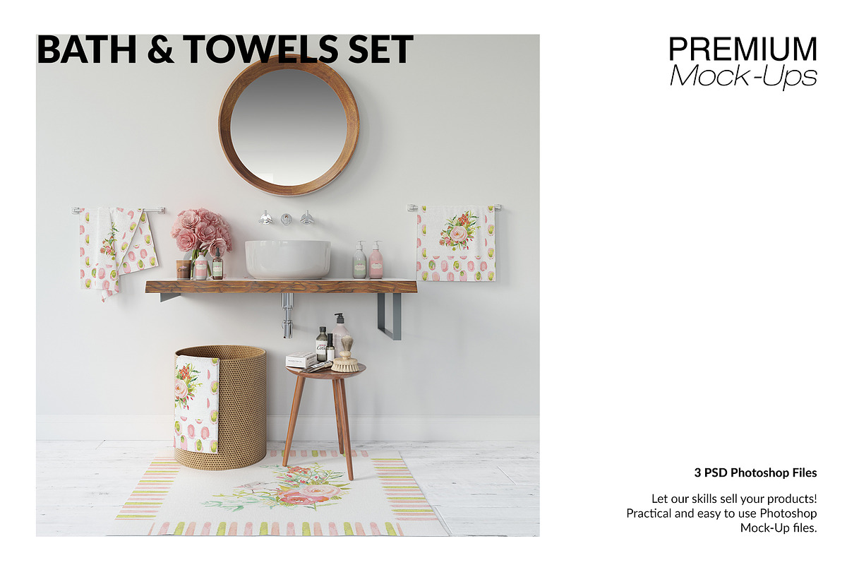 Bath & Towels Set in Branding Mockups - product preview 8