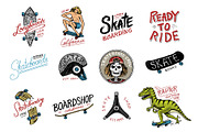 Set of Skateboarding labels