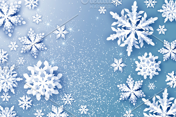 12 MAGIC SNOWFLAKES. Paper cut style in Illustrations - product preview 3