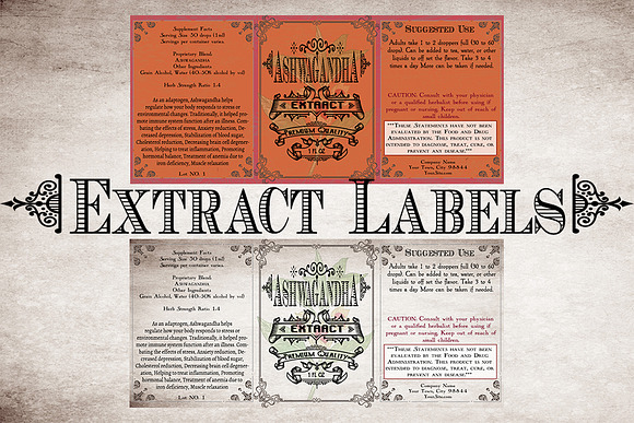 Ashwagandha Vintage Herb Labels in Stationery Templates - product preview 2