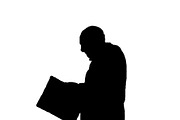Graphic Silhouette Senior Man Readin