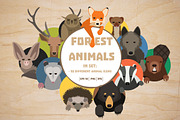 Forest animals icons big set