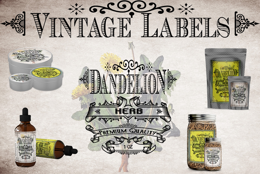 Dandelion Vintage Herb Labels