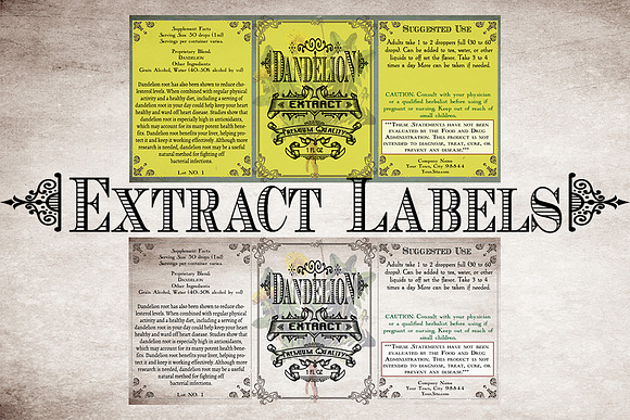 Dandelion Vintage Herb Labels in Stationery Templates - product preview 2