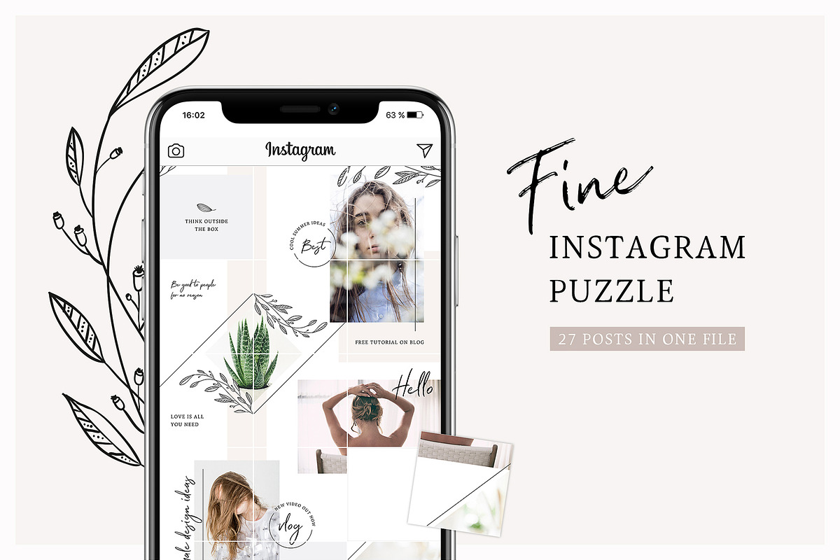 Fine Instagram Puzzle Template in Instagram Templates - product preview 8
