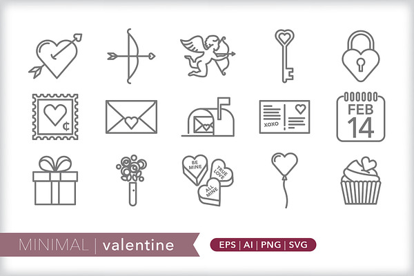 Minimal valentine icons
