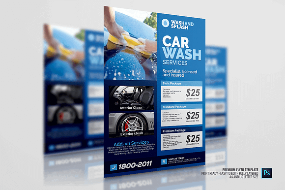 Car Wash Services Promotional Flyer in Flyer Templates - product preview 1
