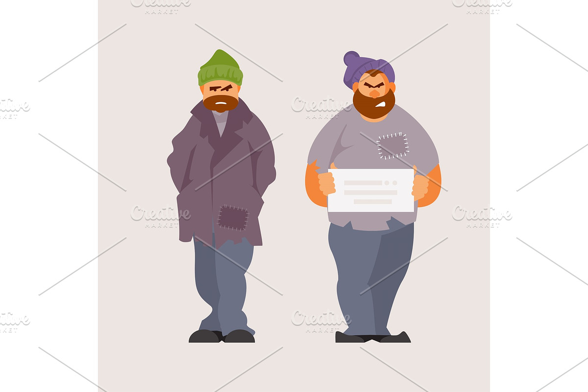 Homeless people vector in Illustrations - product preview 8