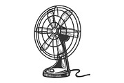 Old table fan engraving vector