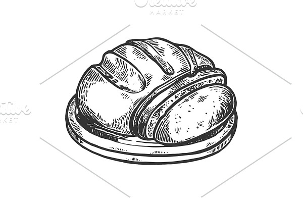 Sliced bread engraving vector