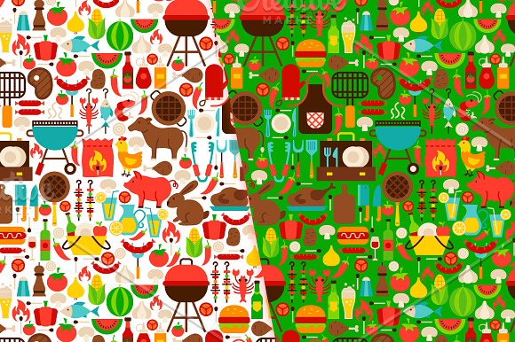 Barbecue Flat Seamless Patterns in Patterns - product preview 2
