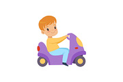 Cute little boy riding a toy