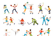 Kids sport flat icons set