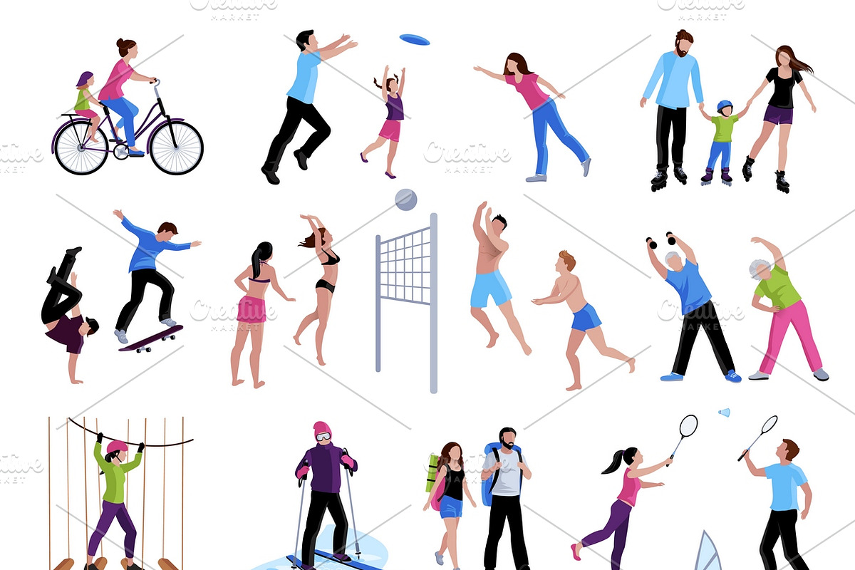 Active leisure people icons set in Icons - product preview 8