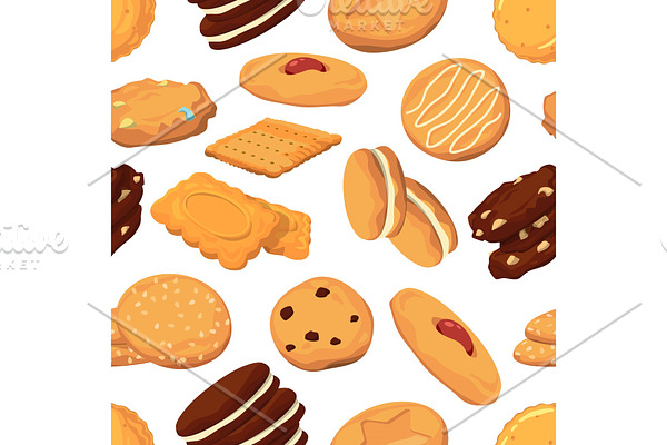 Different cookies in cartoon style