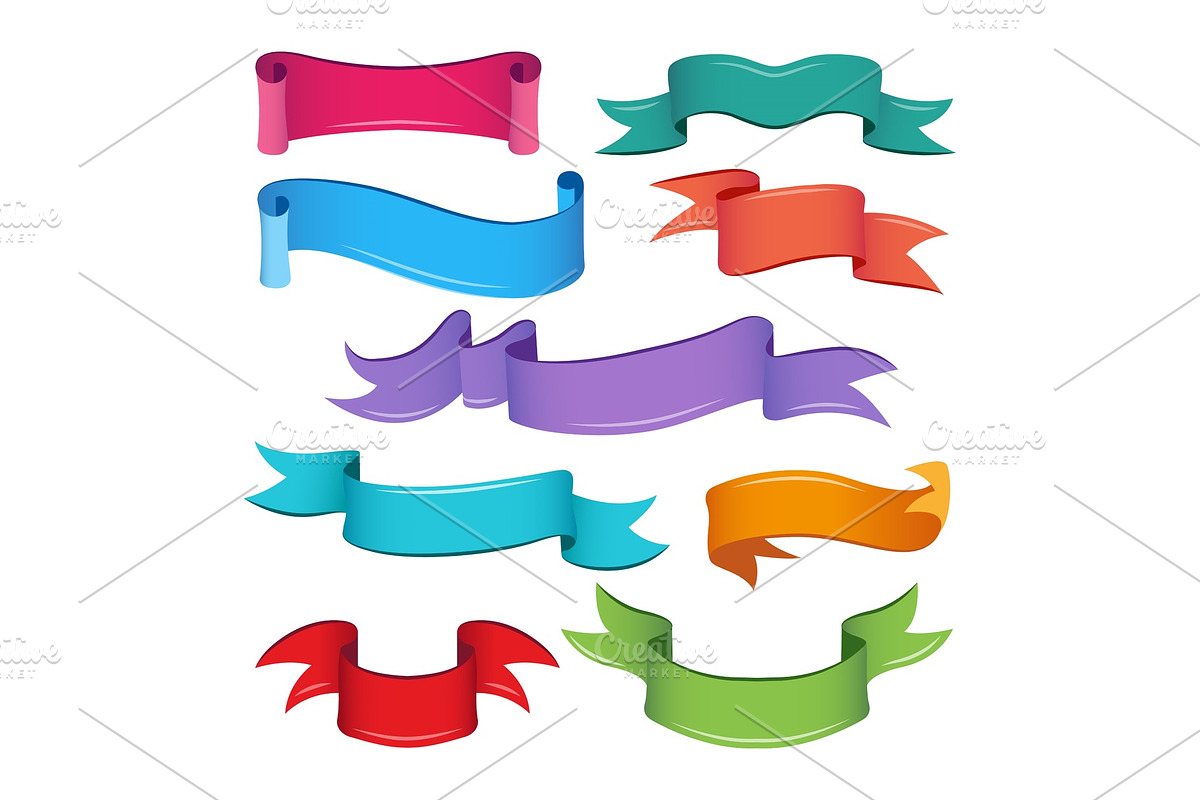 Empty cartoon ribbons and banners in Graphics - product preview 8