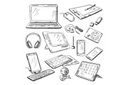 Different computer gadgets. Doodle