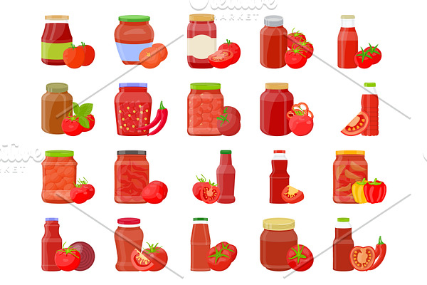 20 Tomato Sauce Vector Icons