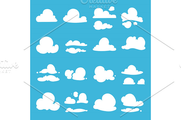 Different clouds in cartoon style