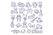 Vector drawing vintage collection of