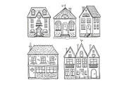 Funny doodle houses. Hand drawn