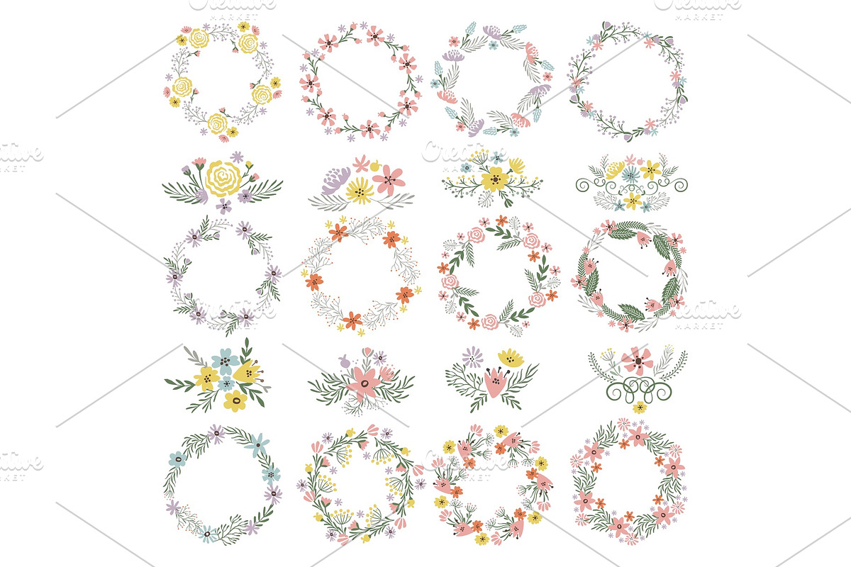 Different circle shapes with floral in Graphics - product preview 8