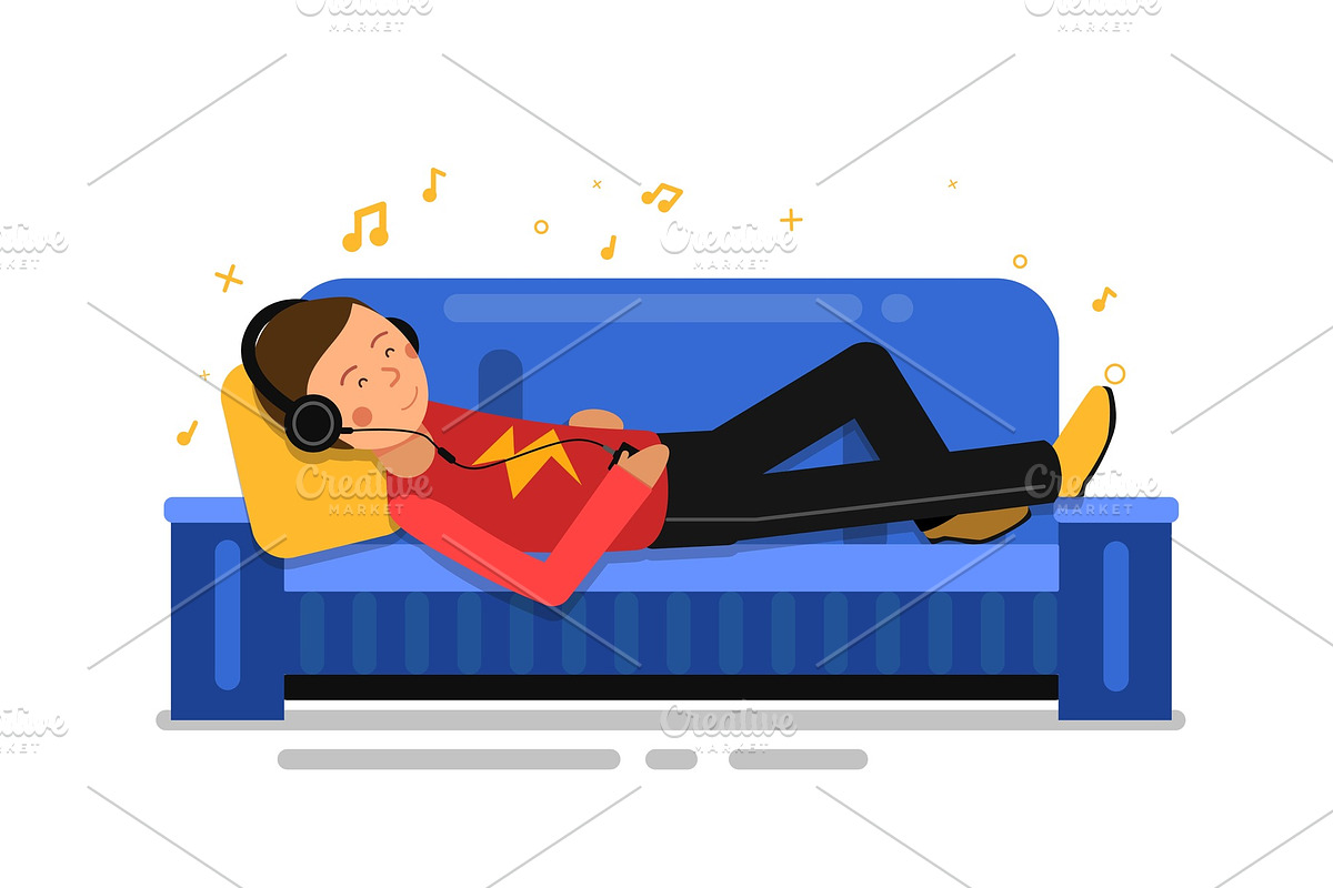 Man listening music and relaxing on in Graphics - product preview 8