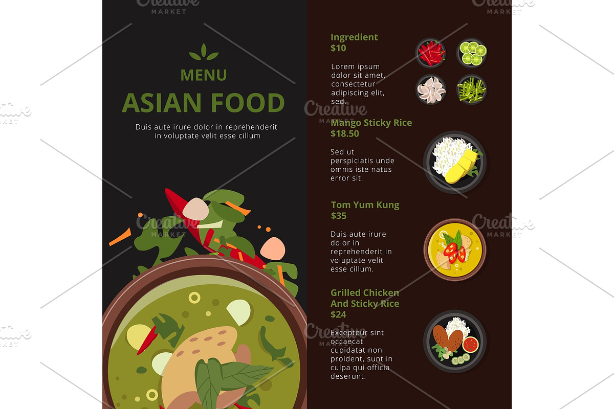 Design template of asian food menu in Graphics - product preview 8
