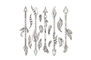 Decorative arrows and feathers set