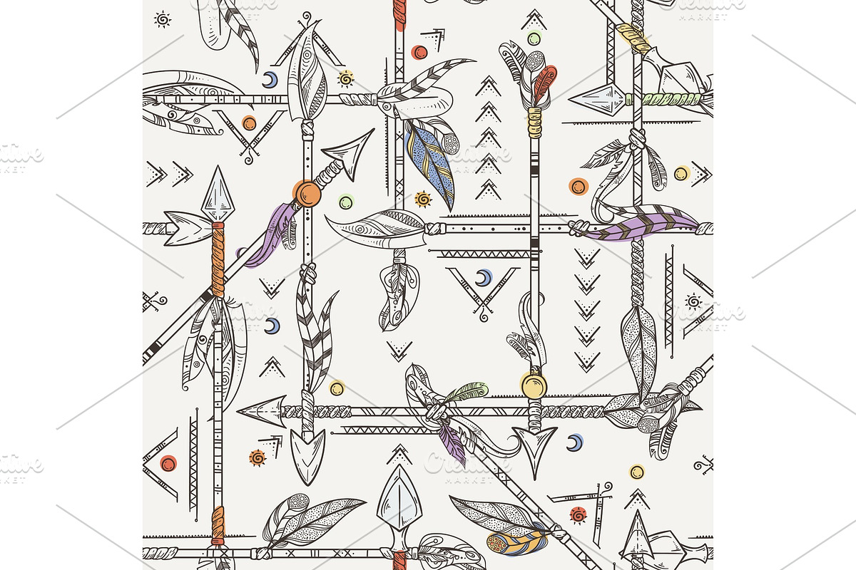 Seamless patterns with indian arrows in Graphics - product preview 8