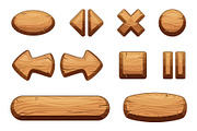 Wooden buttons set for game ui