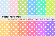 16 pastel polka dots digital paper