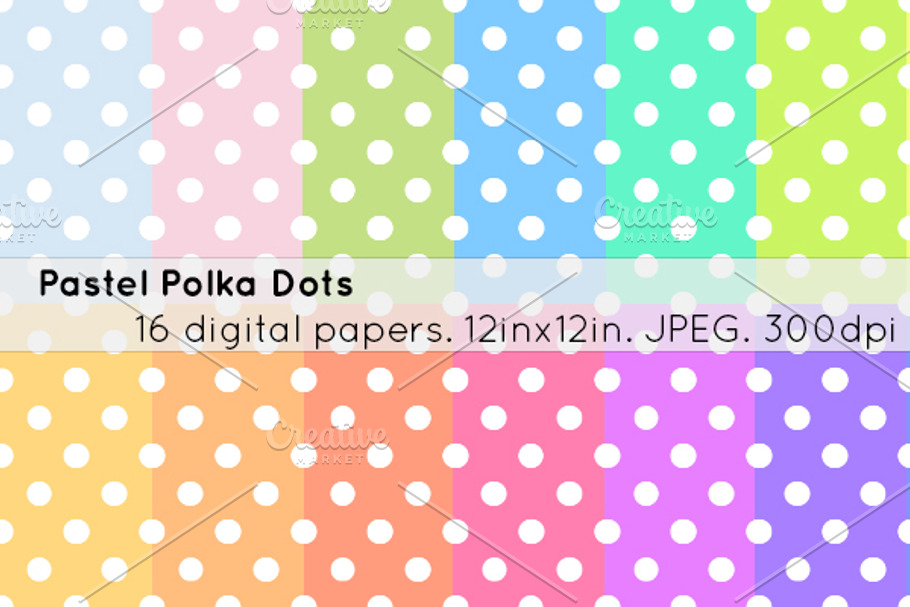 16 pastel polka dots digital paper in Patterns - product preview 8