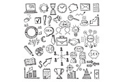 Hand drawn business icon set. Vector