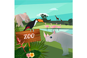 Cartoon illustration of wild animals