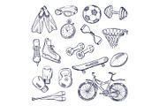 Vector doodle set of sport equipment