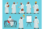 Different poses of arab businessman