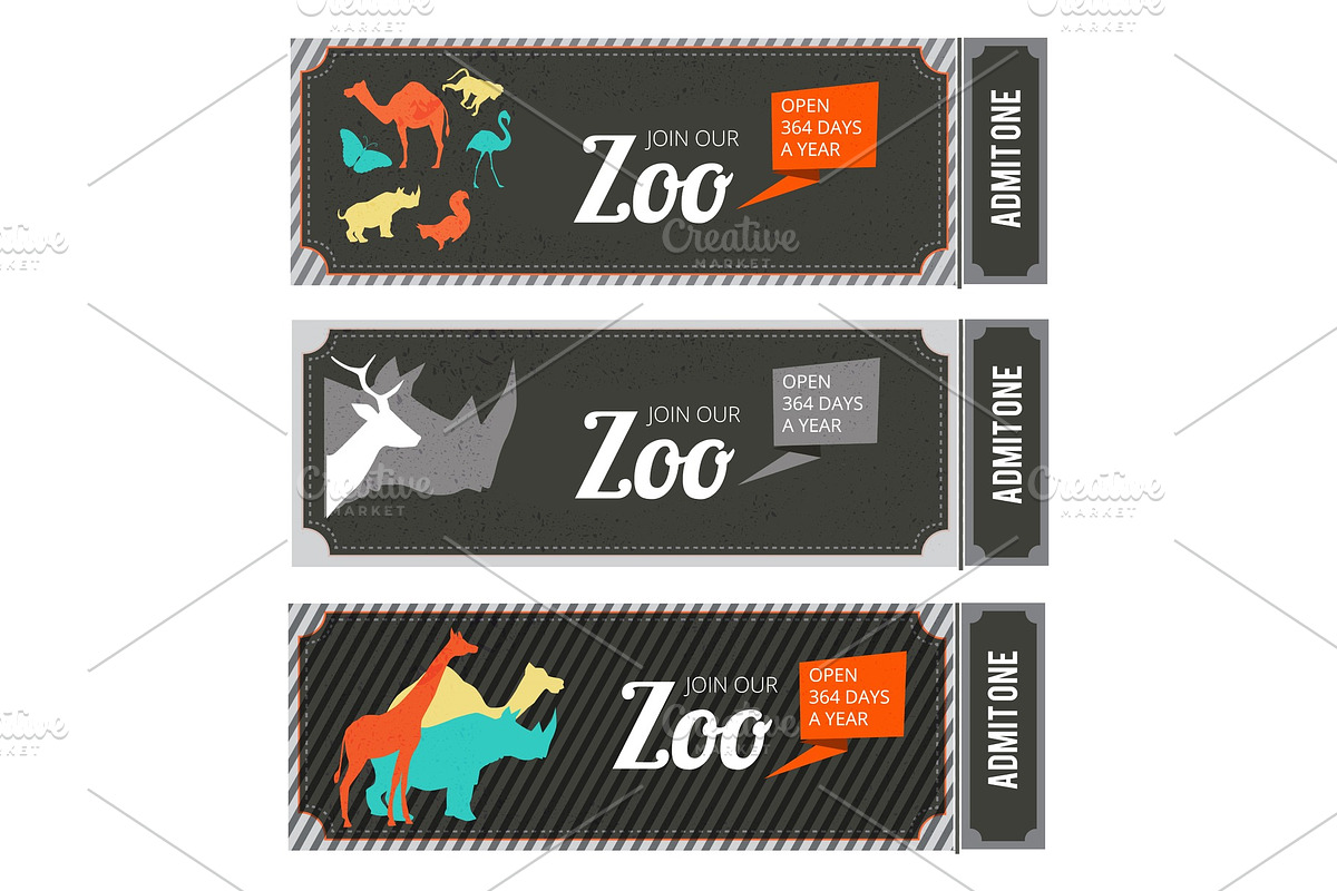 Design template of zoo tickets with in Graphics - product preview 8