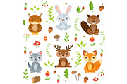 Forest animals in cartoon style